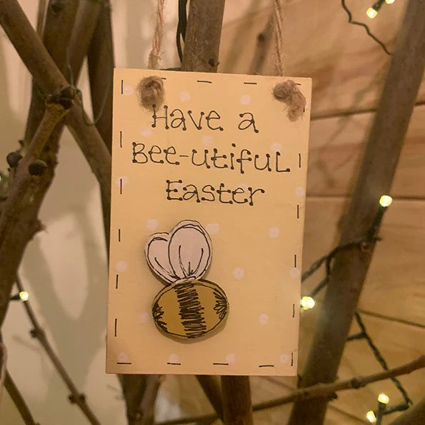 Bees & Daisies Mini Plaque - Bee/Lemon 11038