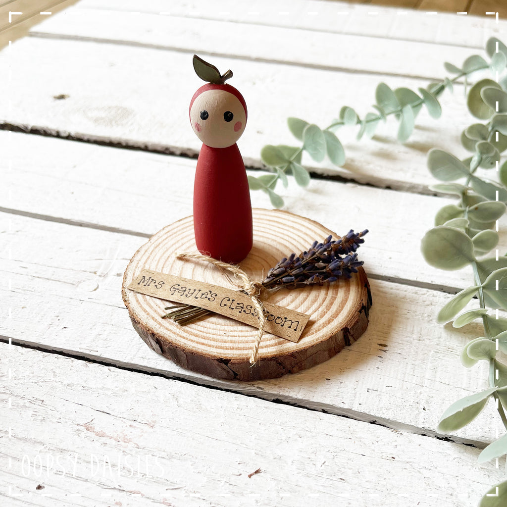 Peg Doll Scene on Log Slice - Teacher Apple 13863