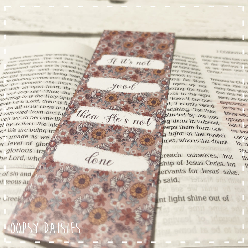 Bookmarker Brown Flower Print - He's Not Done 13875