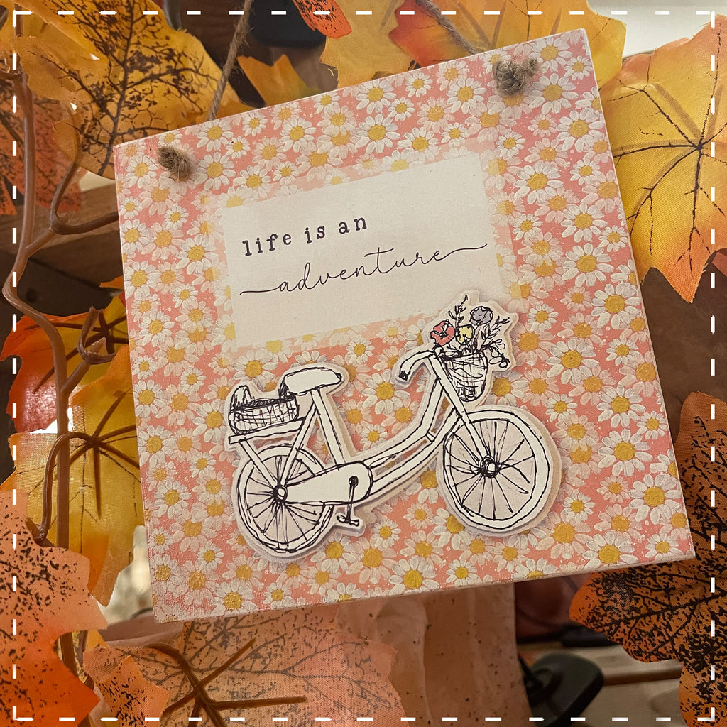Sq Plq Daisy Print - Life is an Adventure 14013