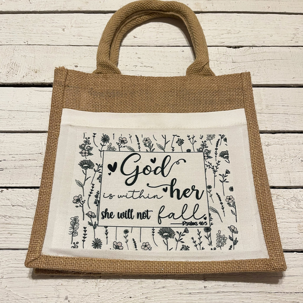 Book / Bible Jute Bag - God is Within Her 14150
