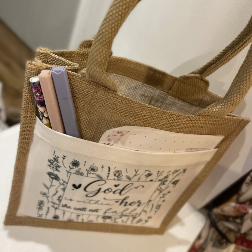 Book / Bible Jute Bag - God is Within Her 14150