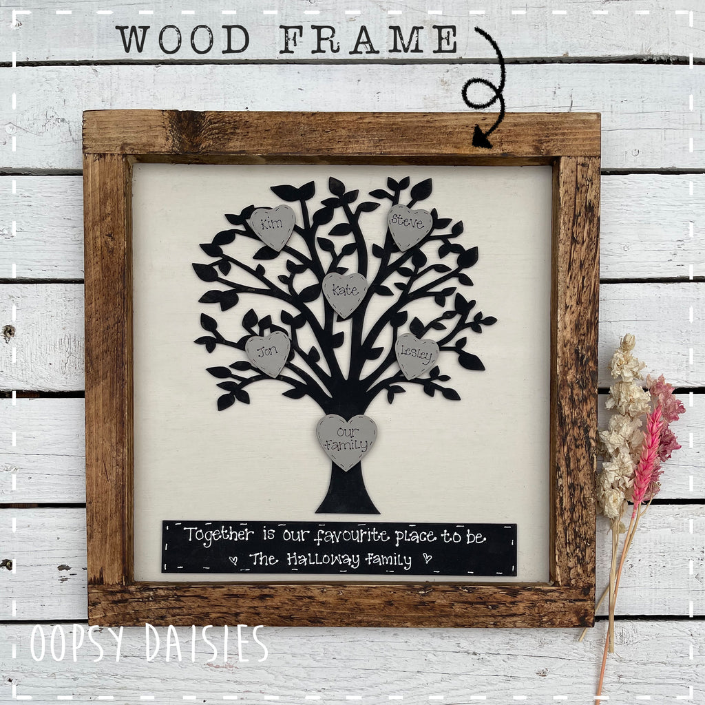 Personalised Family Tree in Square Rustic Wooden Frame  14161