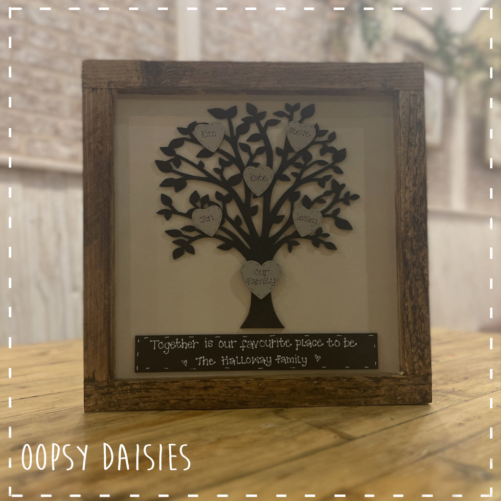 Personalised Family Tree in Square Rustic Wooden Frame  14161