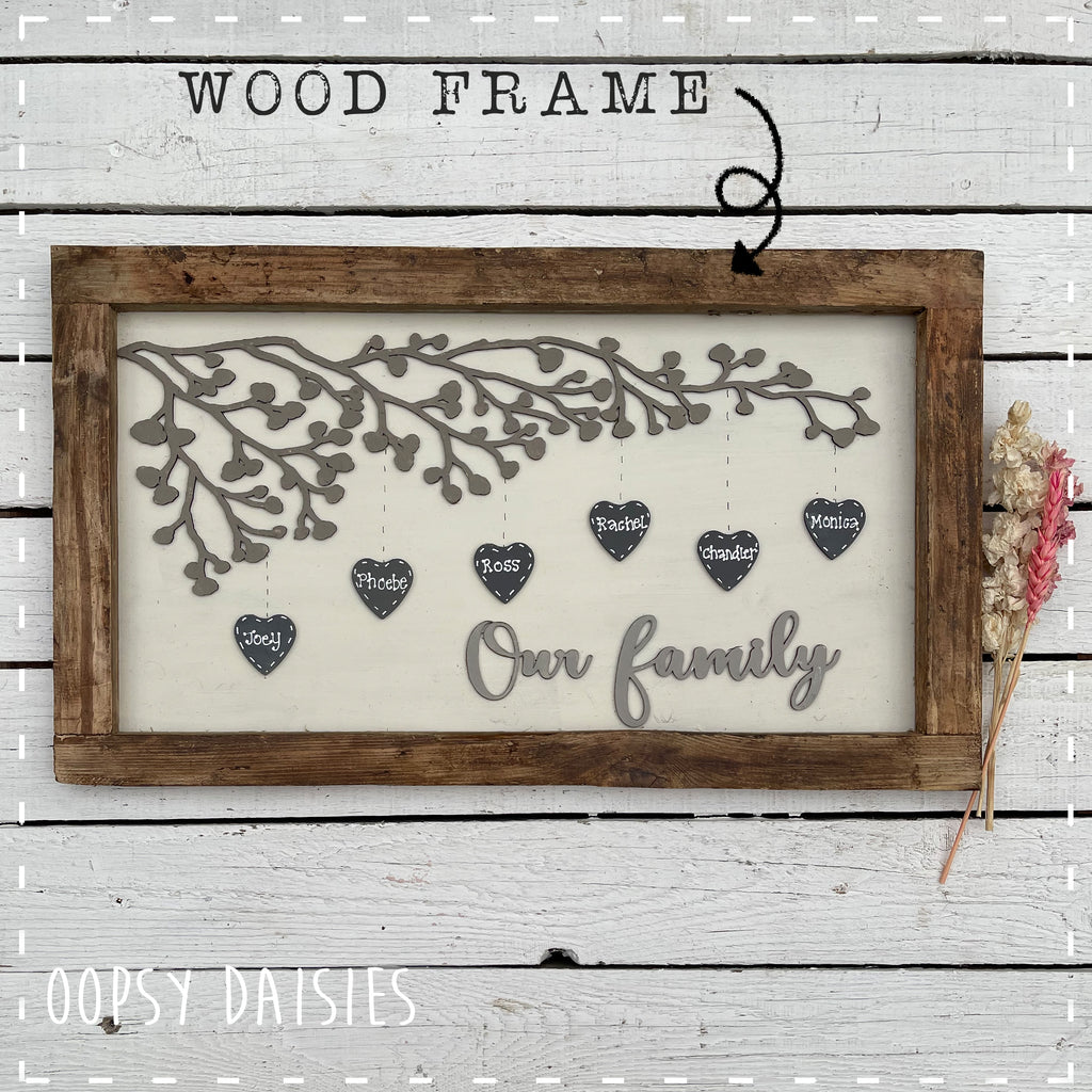 Personalised Family Tree in Long Rustic Frame 14162