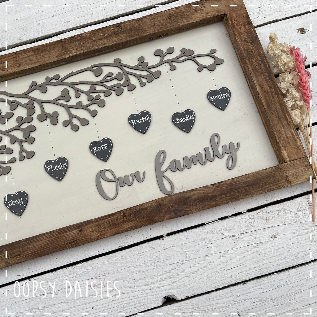 Personalised Family Tree in Long Rustic Frame 14162