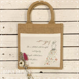 Book / Bible Jute Bag - She is Clothed 14253