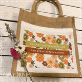 Book / Bible Jute Bag Retro Flower Print - She who Kneels 14255