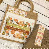 Book / Bible Jute Bag Retro Flower Print - She who Kneels 14255