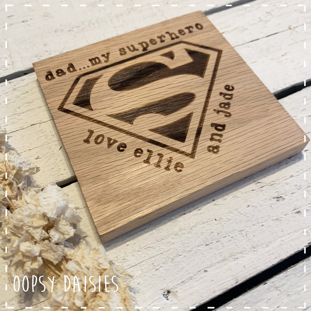 Personalised Coaster Sq Wooden - Superhero 14262