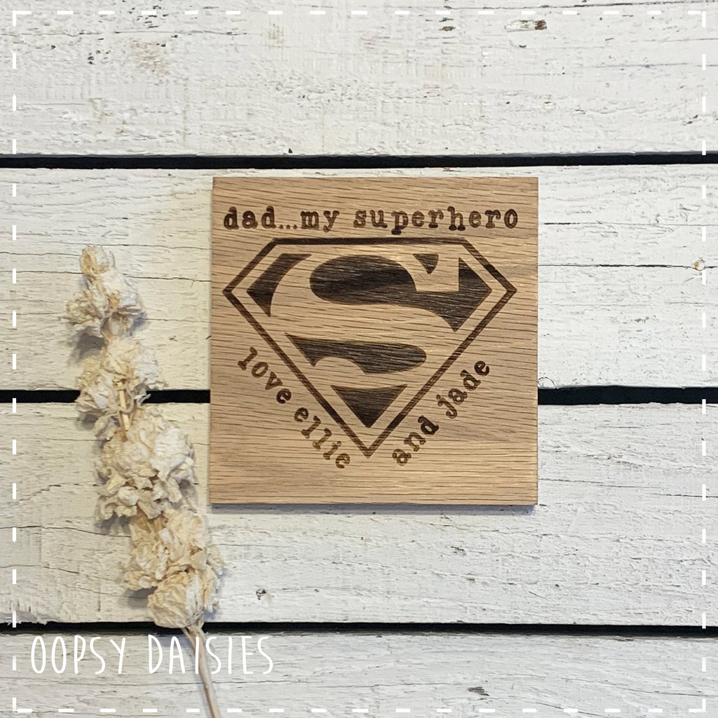 Personalised Coaster Sq Wooden - Superhero 14262