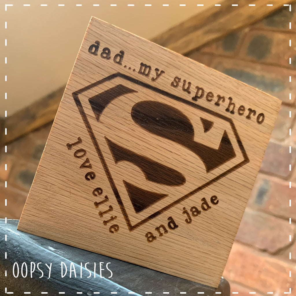 Personalised Coaster Sq Wooden - Superhero 14262