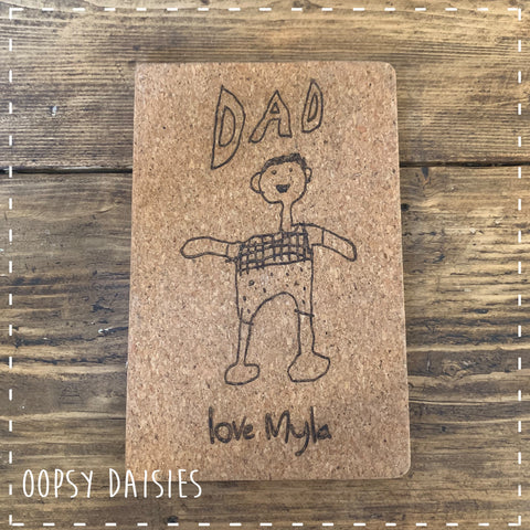 Notebook A5 Cork - Engraved with your Child's Drawing 14265