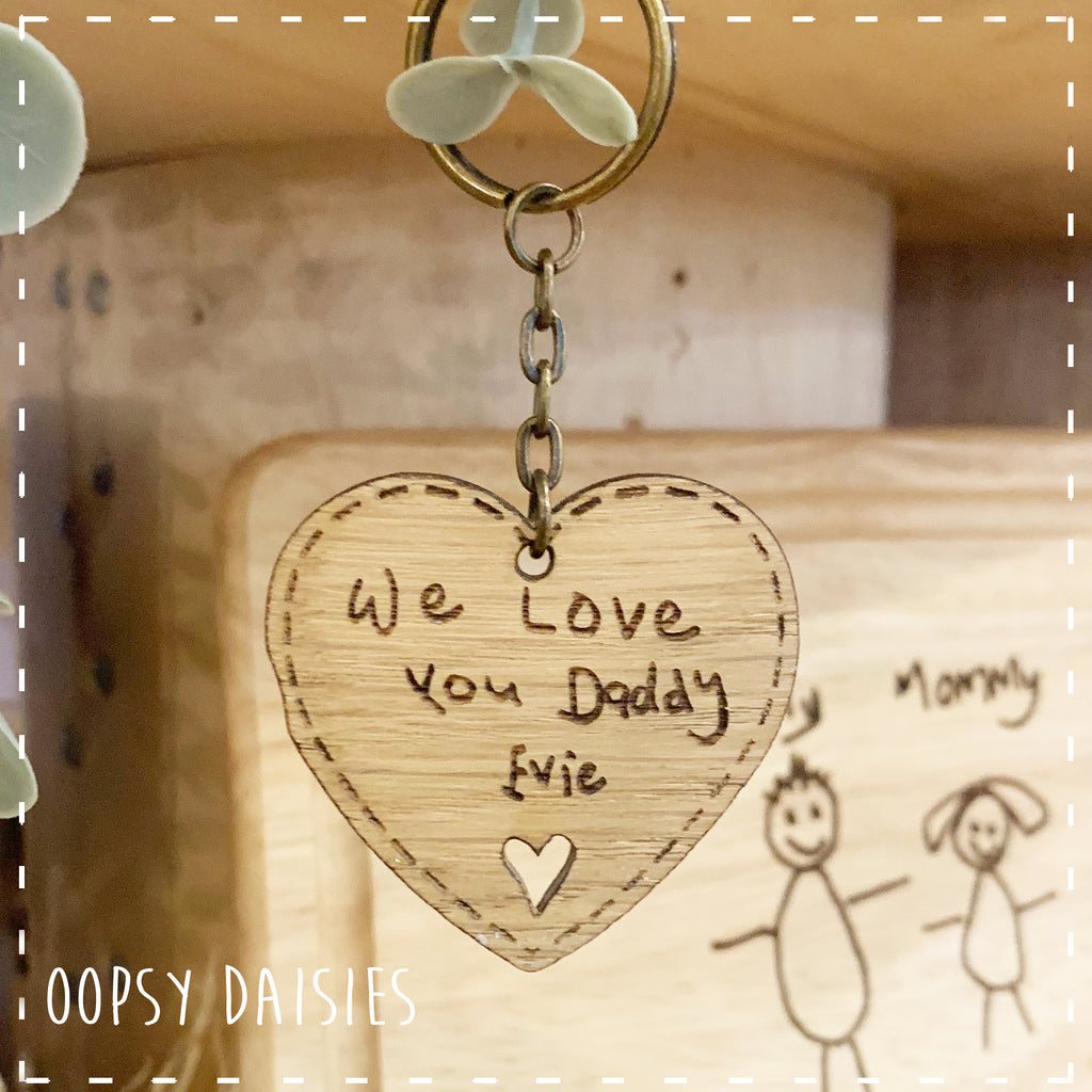 Heart Keyring with Personalised Child's Writing 14280