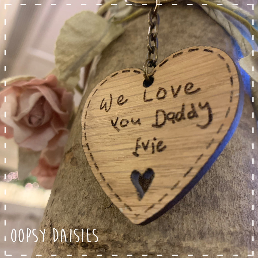 Heart Keyring with Personalised Child's Writing 14280