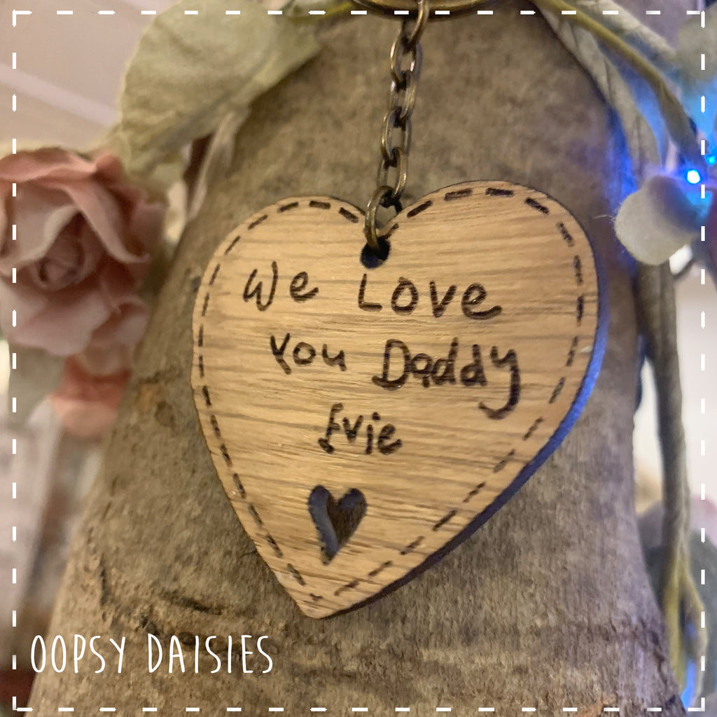 Heart Keyring with Personalised Child's Writing 14280