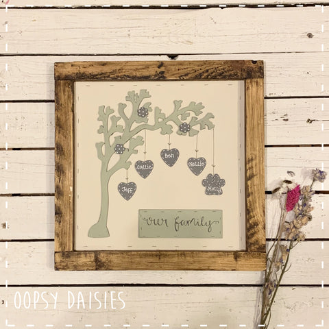 Personalised Family Arch Tree in Square Rustic Frame 14282