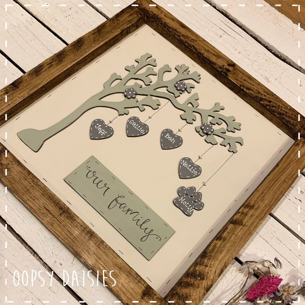 Personalised Family Arch Tree in Square Rustic Frame 14282