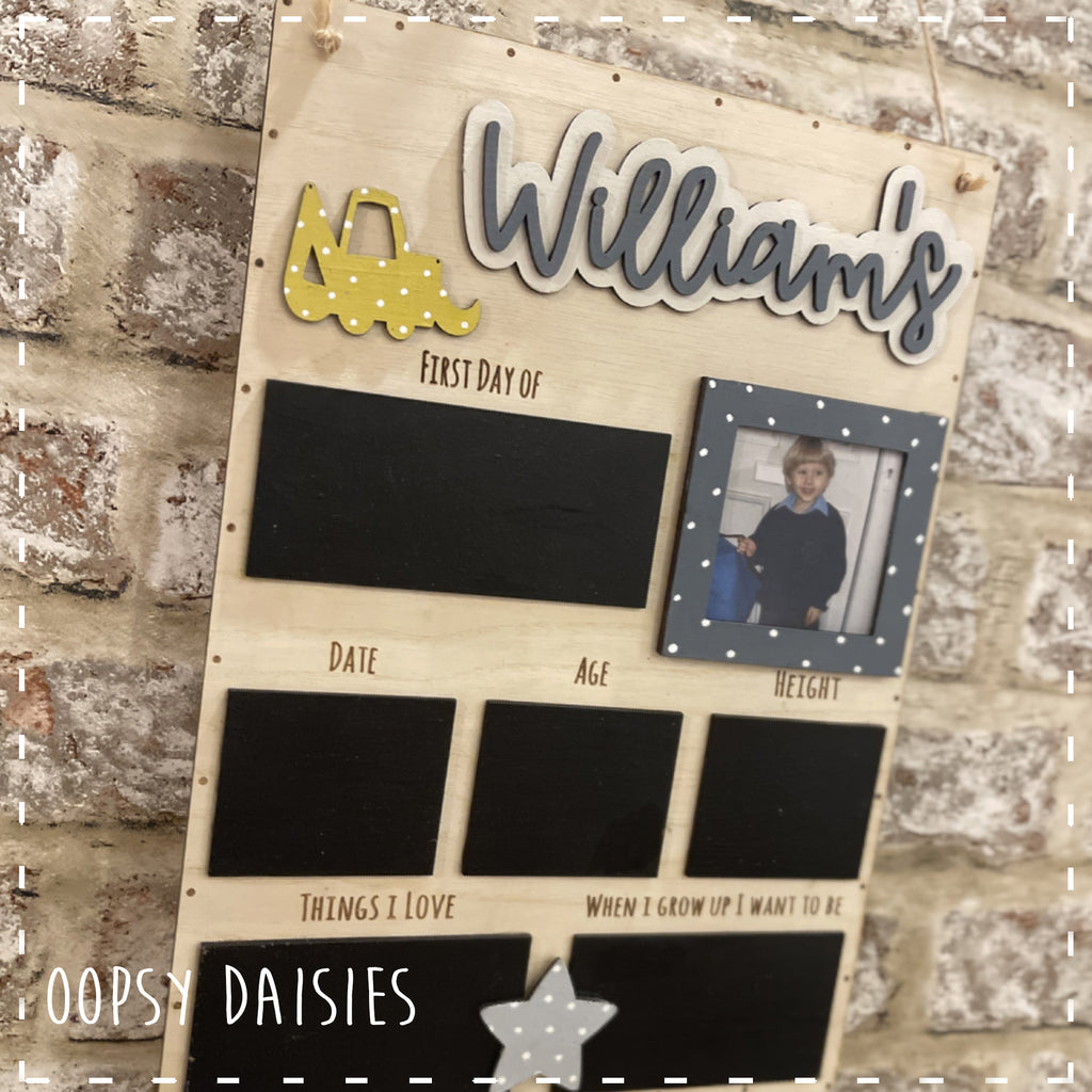 First Day Of…Personalised Photo Sign - Blue 14329