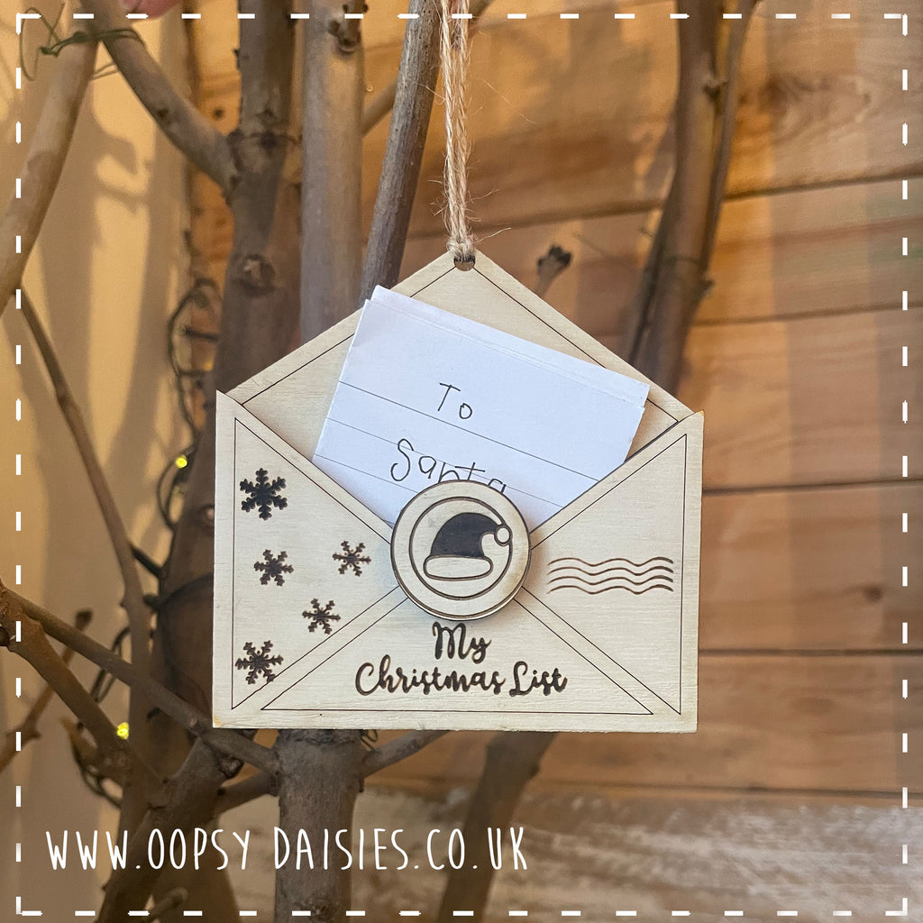 Personalised Christmas Wish List Envelope Tree Decoration 14369