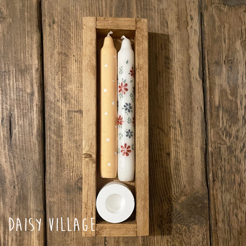 Hand Painted Floral Candle Gift Set 14474