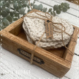 Crochet Heart Coasters in a Wooden Box Gift Set 14477