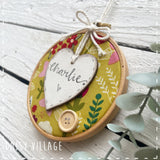 Embroidery Hoop - Personalised - with Green Flower 14484