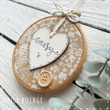 Embroidery Hoop - Personalised - with Mustard Flower 14485