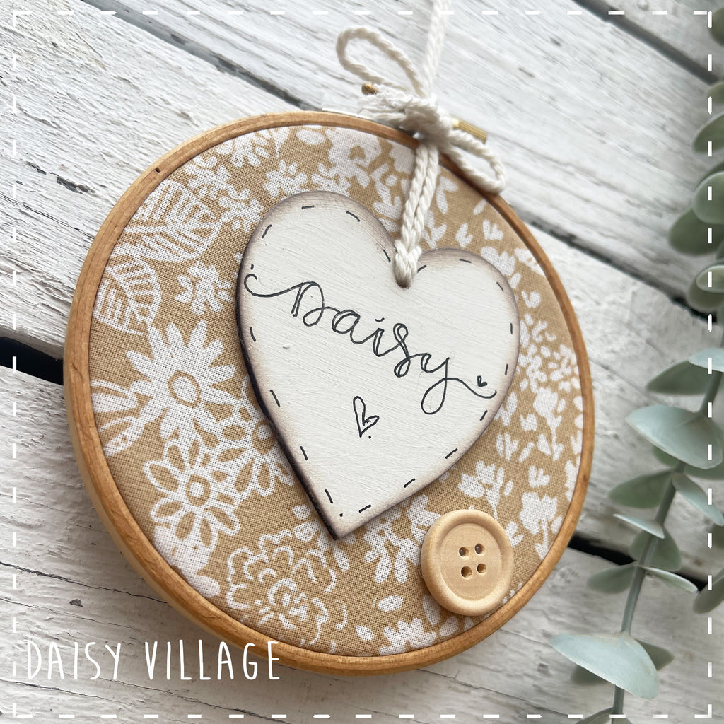 Embroidery Hoop - Personalised - with Mustard Flower 14485
