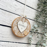 Embroidery Hoop - Personalised - with Mustard Flower 14485