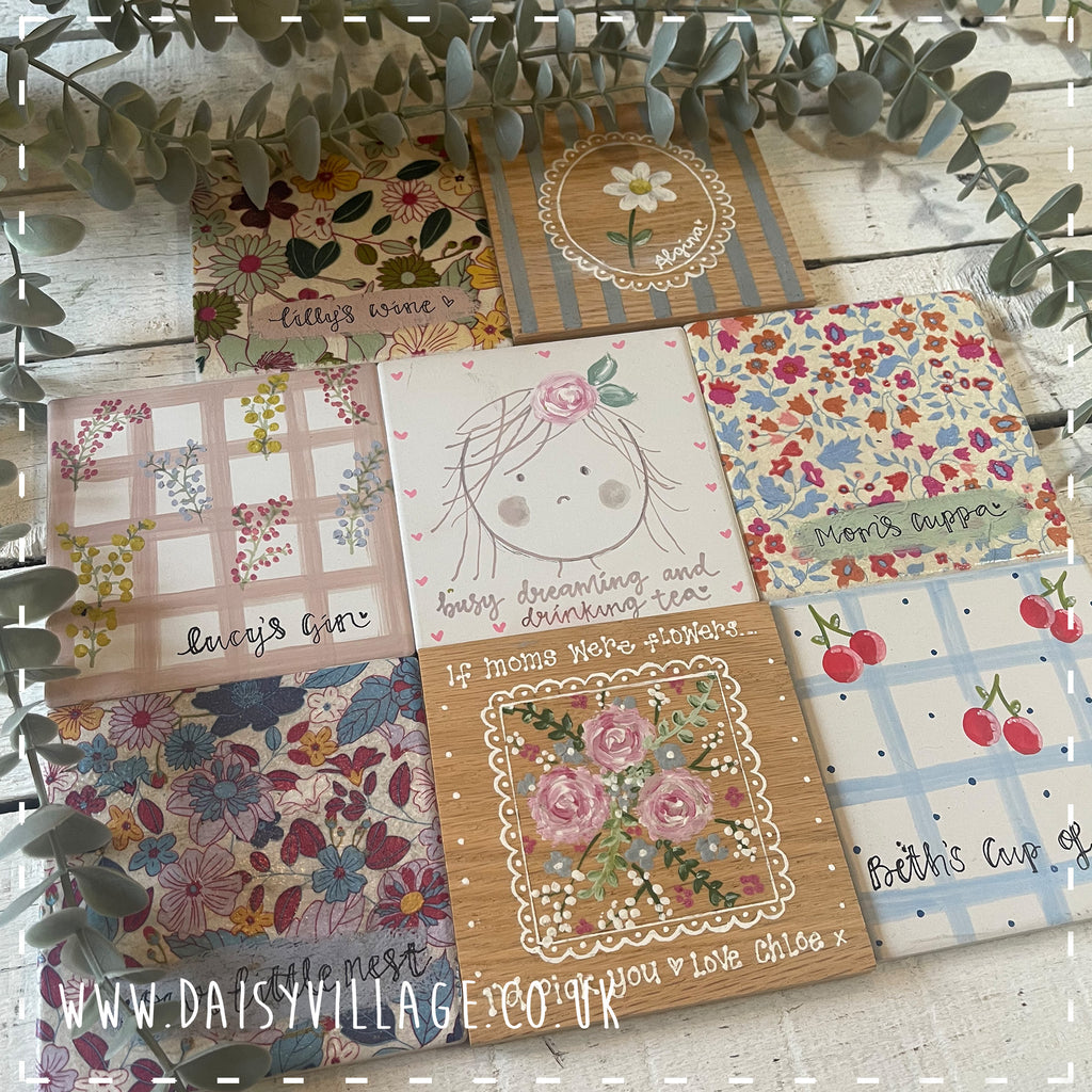 Coaster Wooden Personalised - Roses 14501