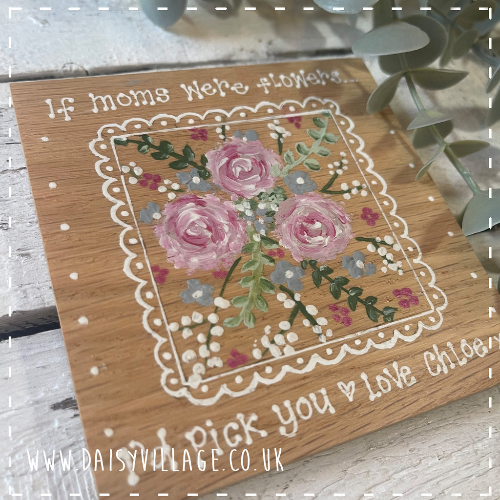 Coaster Wooden Personalised - Roses 14501