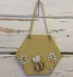 Bees & Daisies Hexagon Plaque - Bee & Daisies 8626