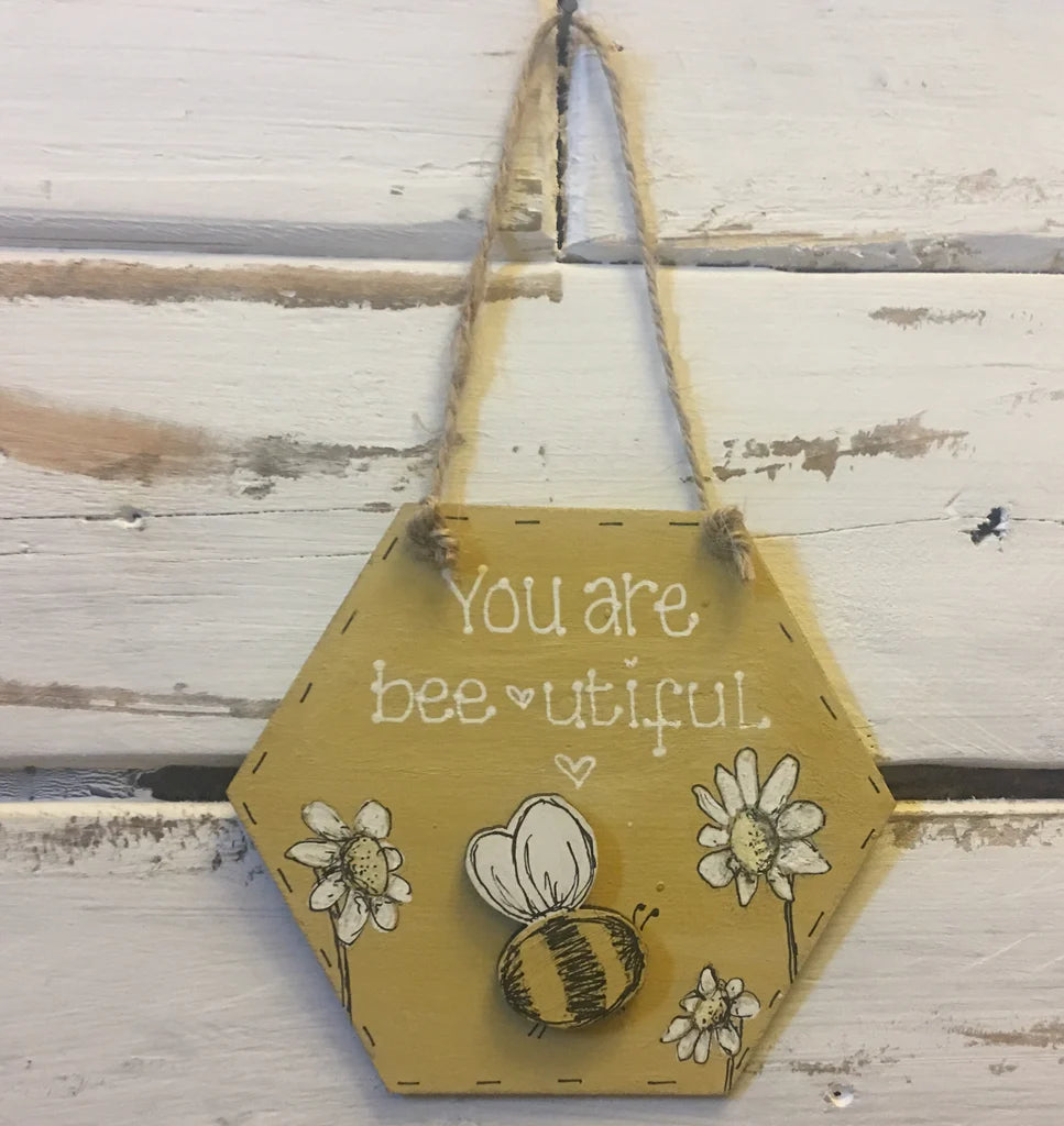 Bees & Daisies Hexagon Plaque - Bee & Daisies 8626