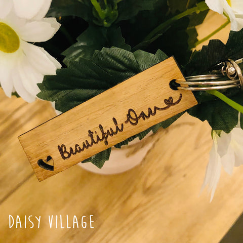 Keyring Tag with Heart - Beautiful One 9048