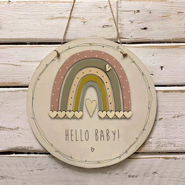 Handmade Rainbow Round Sign - Personalised 9970
