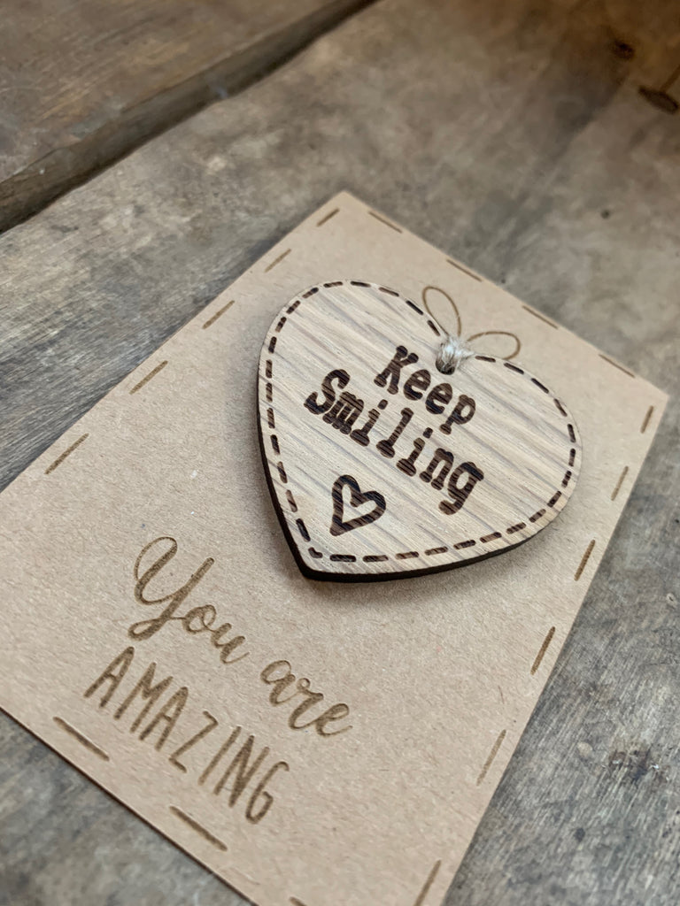 Handmade Little Sentiment Heart & Card - Keep Smiling 10007