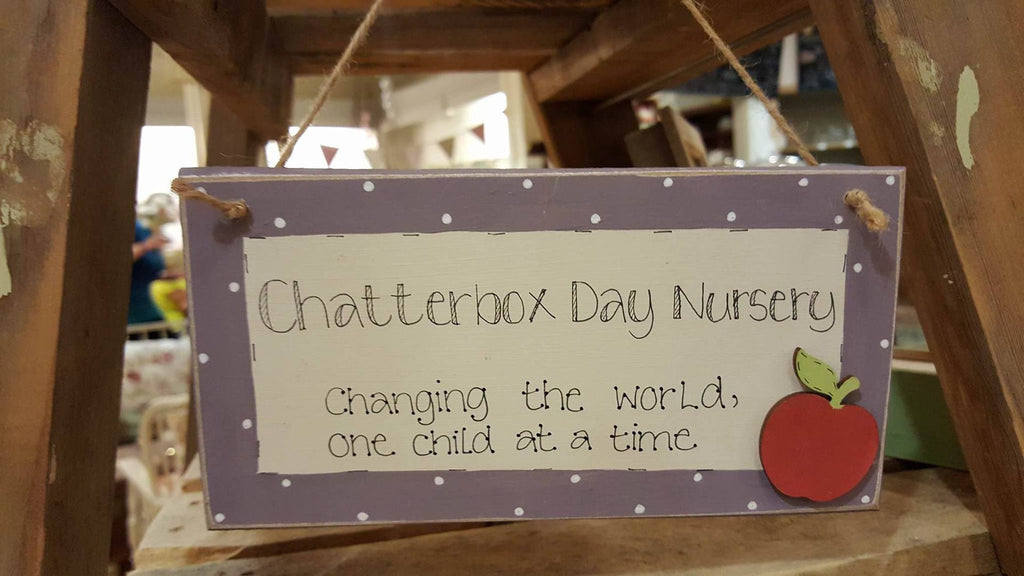 Personalised Long Plaque with sm Wooden Apple 6282