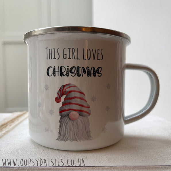 Gnome Enamel Mug - Girl Loves Christmas 12155