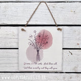 Sq Plq Fine Line Flowers - Dreams are Like Seeds 13048