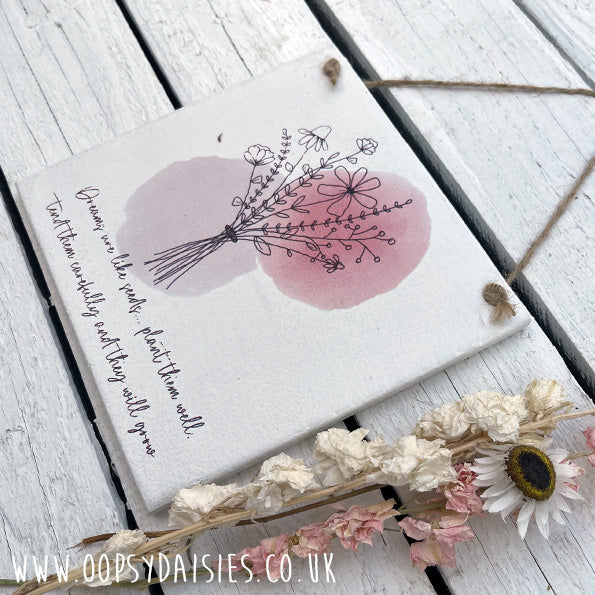 Sq Plq Fine Line Flowers - Dreams are Like Seeds 13048