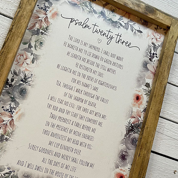 Handmade Rustic Sign Long Lg - Psalm 23 13076