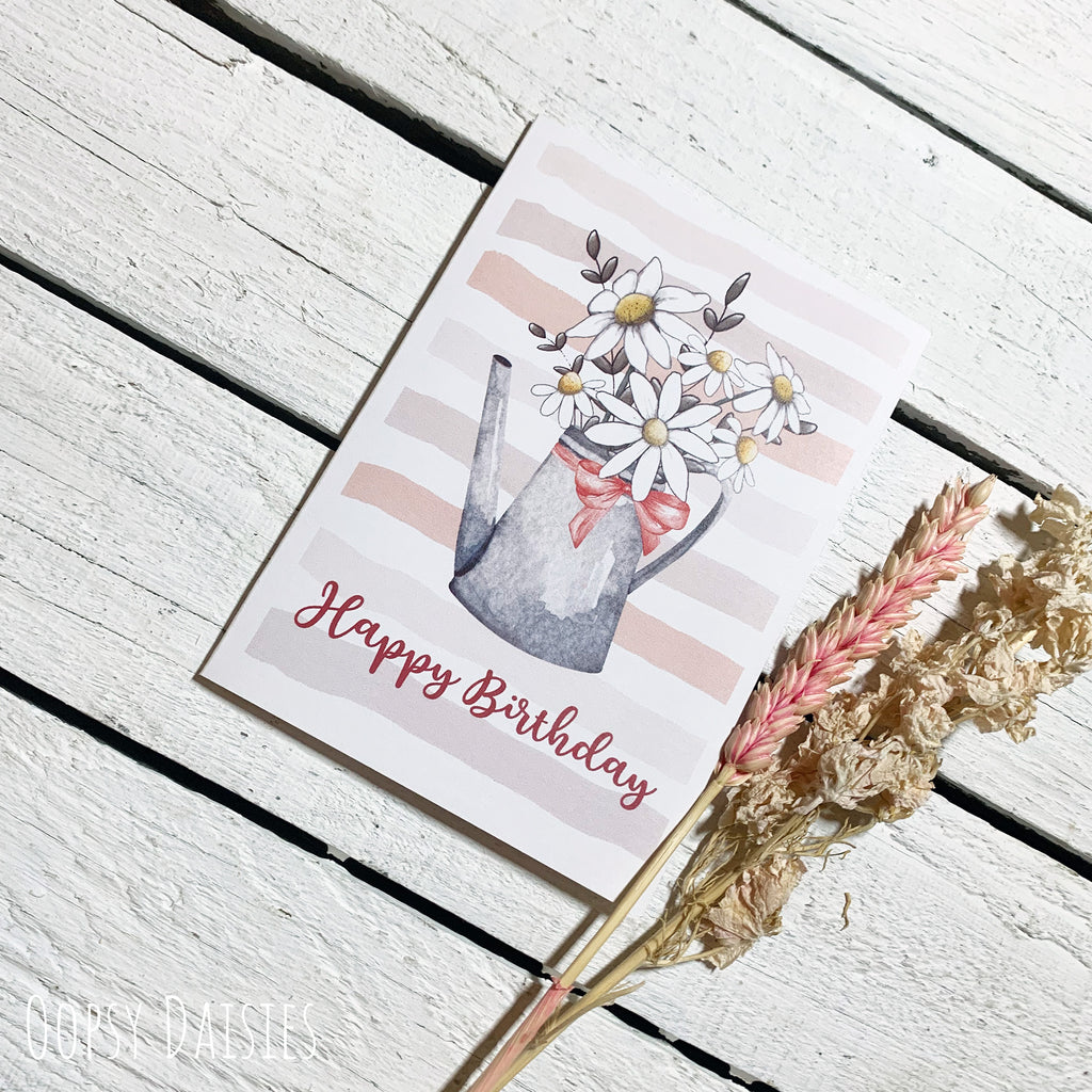 Card - Watering Can Pink - Happy Birthday 13669