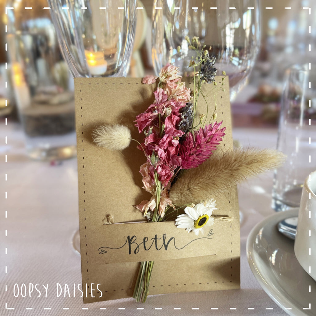 Personalised Mini Posy on Card, Name setting / Wedding Favour - Personalised 13858