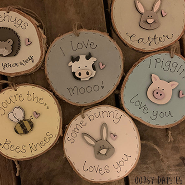 Handmade Wooden Log Slice - I Love Mooo 10833