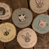 Handmade Wooden Log Slice - Bunny Happy Easter 10829