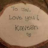 Handmade Wooden Log Slice - I Love Mooo 10833