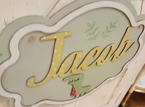 Personalised Elegant Name Plaque Lg - Dinosaur 8511