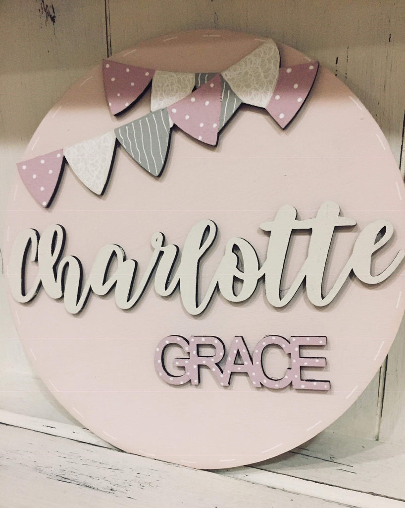 Personalised Round Name Sign Sm - Bunting 8534