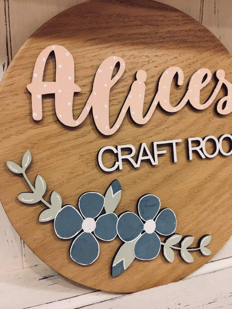 Personalised Round Name Sign Sm - Flowers 8537